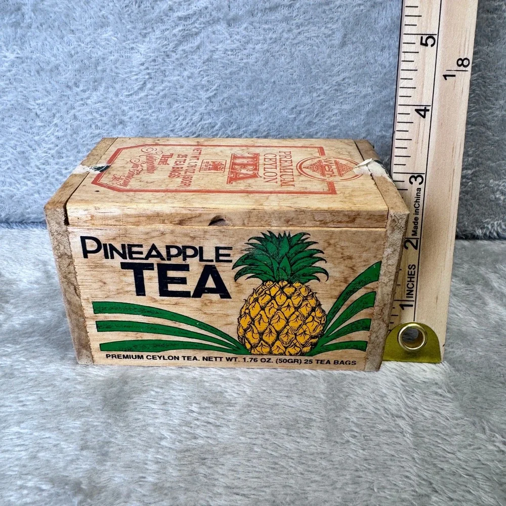 Vintage Pineapple Tea‎ Wooden Box Ceylon Tea Metropolitan Tea Advertising